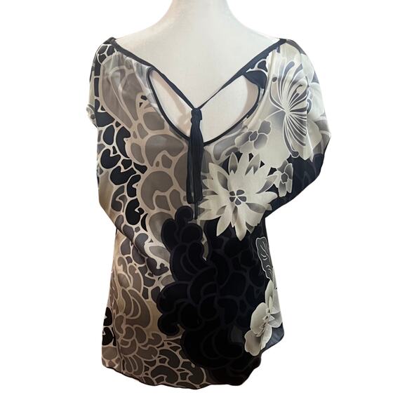 Hale Bob | Jeweled & Beaded Embellished Boho Tie-Back Tunic Top | Black | Large - Picture 4 of 9